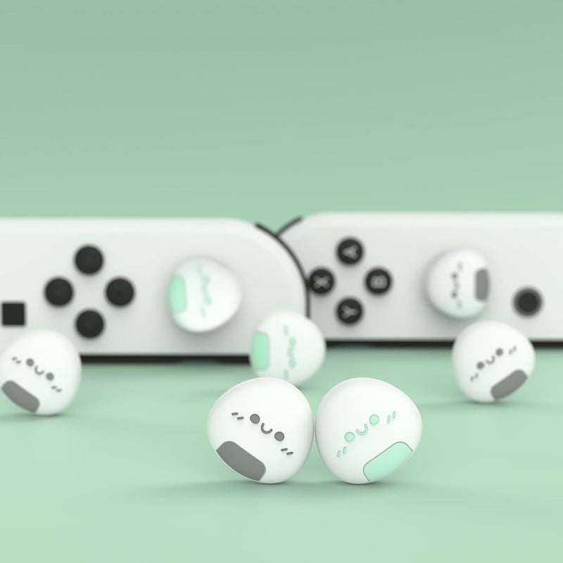 playvital Onigiri Joystick Caps for Nintendo Switch, Thumbstick Caps for Switch Lite, Analog Cover for OLED Joycon Thumb Grips - Gray & Seafoam - Image 4